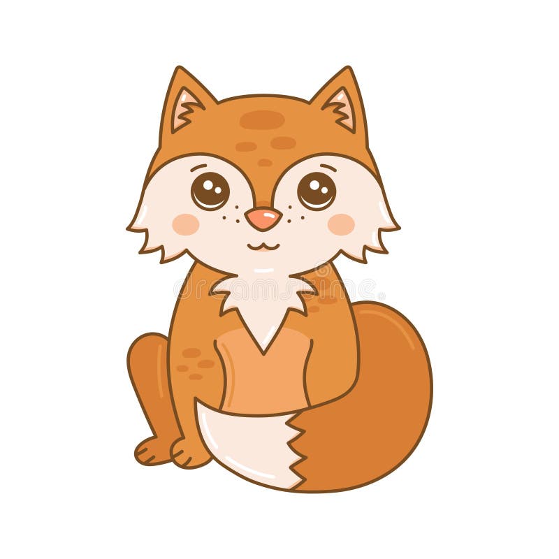 Cute Baby Fox Animal Vector Illustration Drawing Stock Vector -  Illustration of character, orange: 236452432