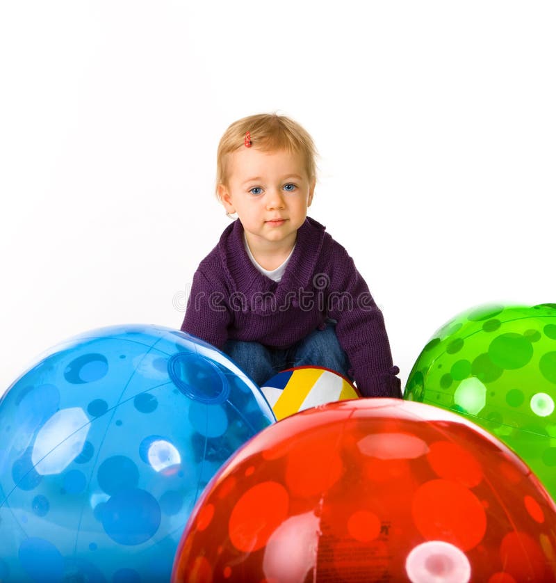 102 Baby Girl Colourful Balls Stock Photos Free & RoyaltyFree Stock