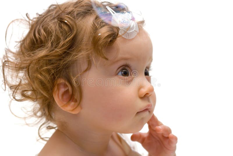 Cute baby girl portrait, isolated