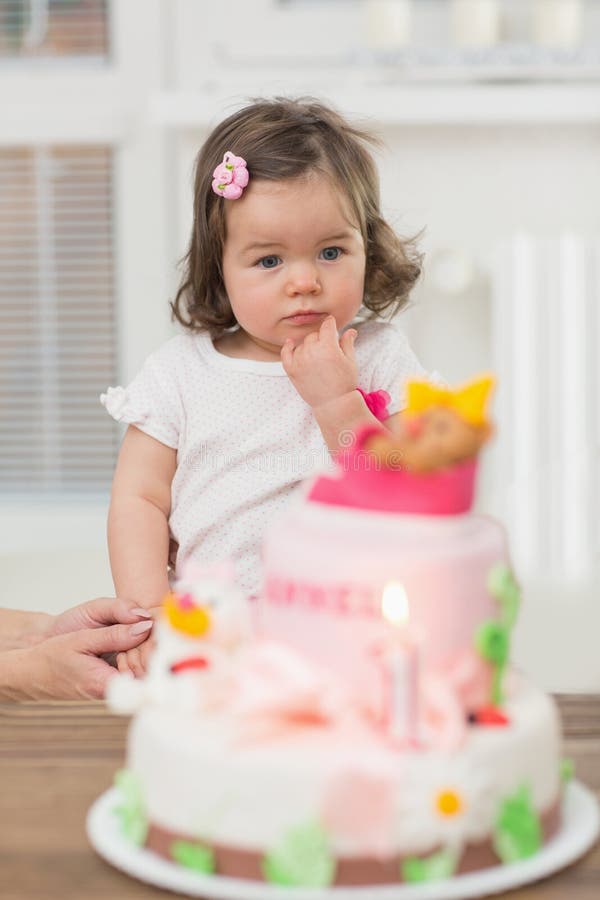 Cute baby girl 1 year stock image. Image of cake, dessert - 110253945