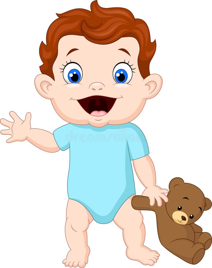 Cute Cartoon Baby Holding Teddy Bear Stock Illustrations – 734 Cute ...