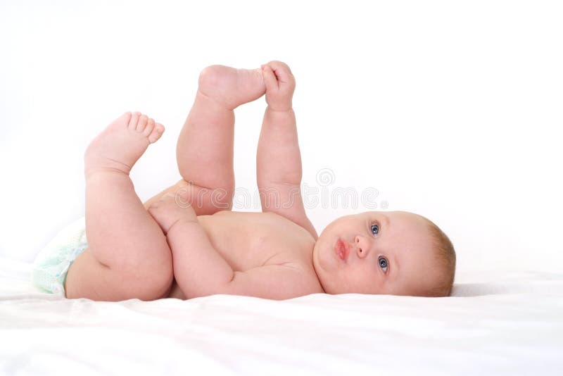 Cute baby lying stock image