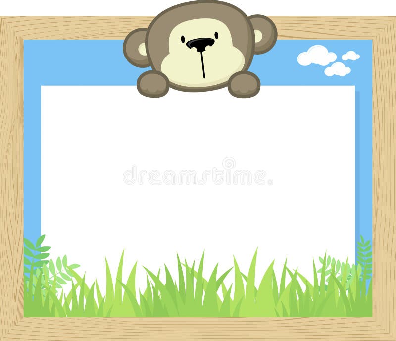 Cute baby monkey and blank board