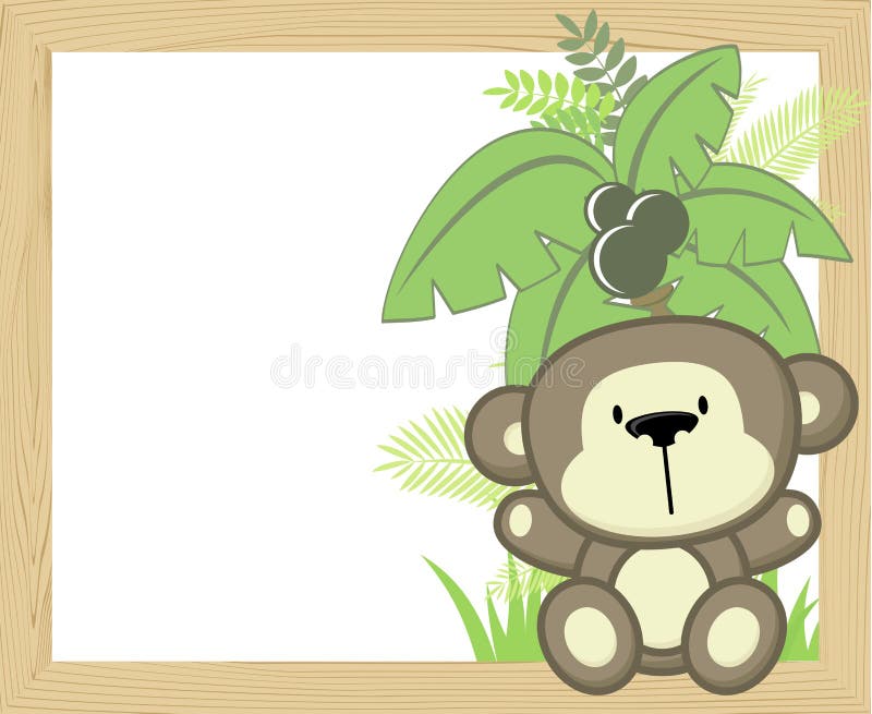 Cute baby monkey frame