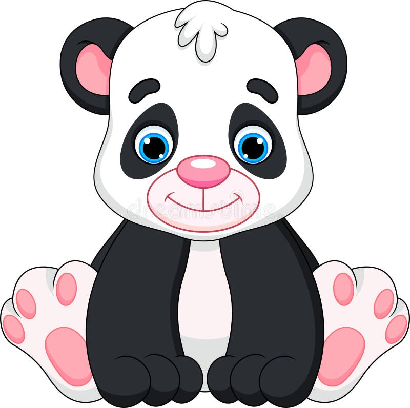 Cute baby panda cartoon vector illustration