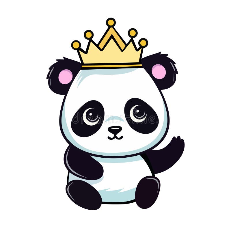 Cute Baby Panda in Crown. Vector Illustration stock illustration