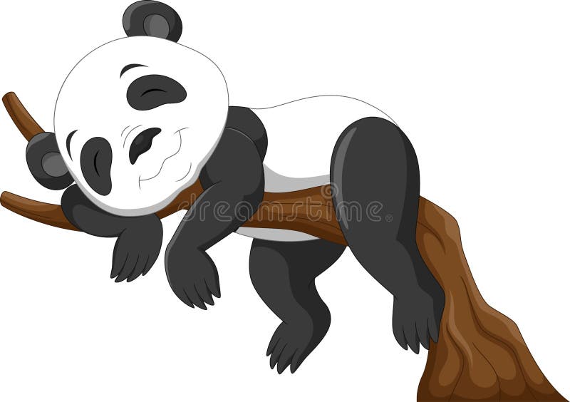 Cute Baby Panda Sleeping on a Branch Stock Illustration - Illustration of  nature, character: 115033723