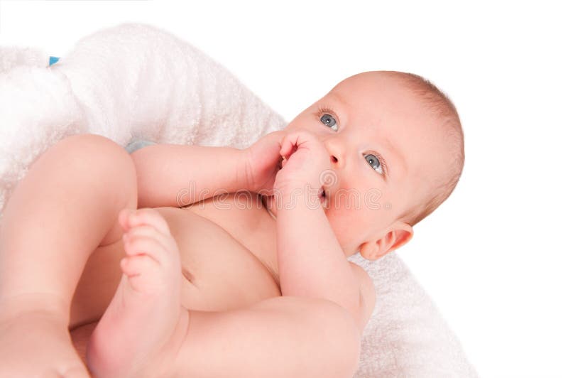 Cute baby portrait isolated on white background