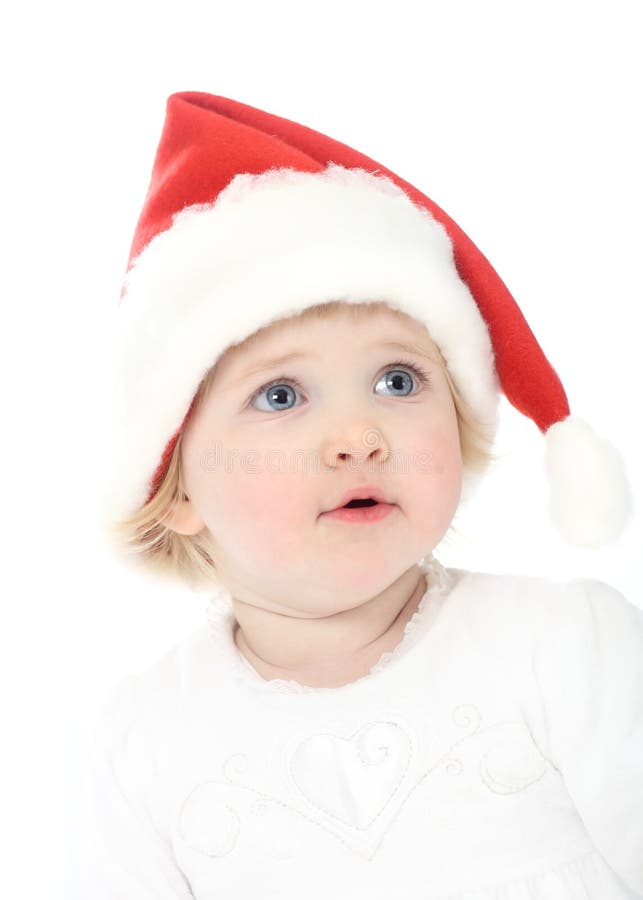 Cute baby in Santa s hat