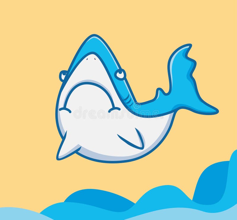 Cute Baby Shark Jumping. Cartoon Animal Nature Concept Isolated ...