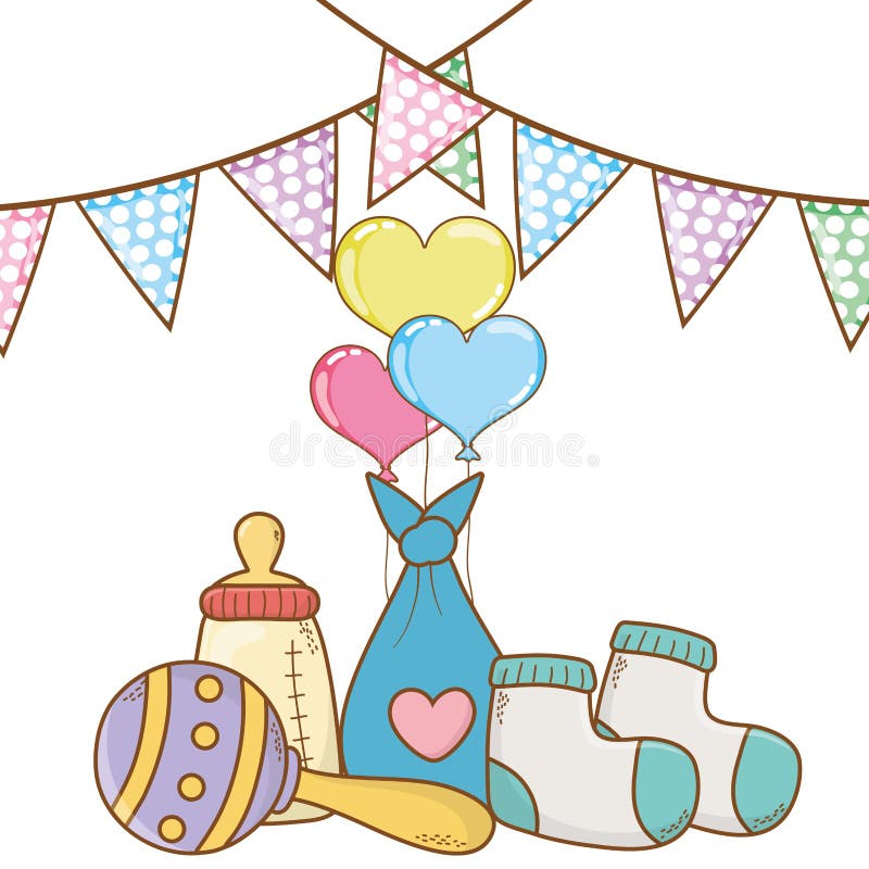 Cute baby shower cartoon stock vector. Illustration of cute 145903062