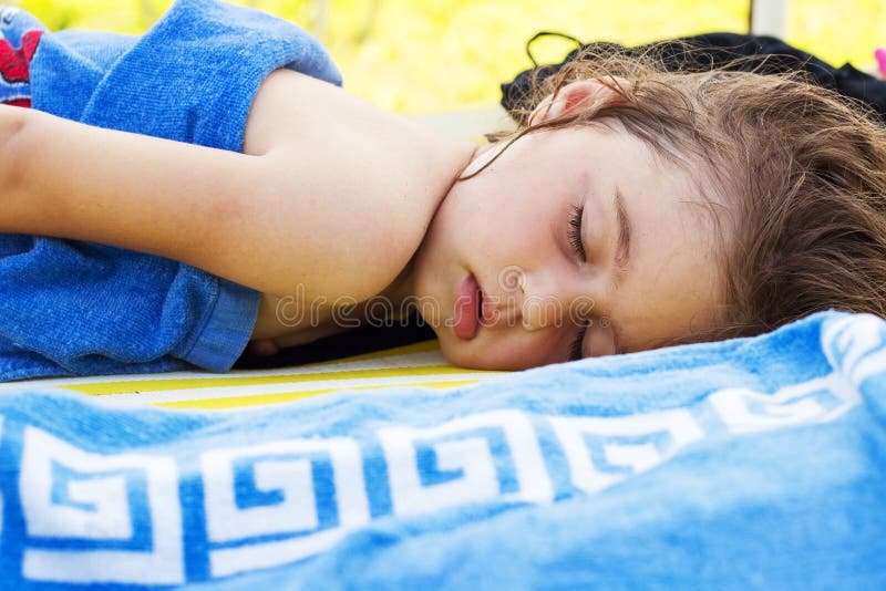 Cute Baby is Sleeping on the Beach at Summer Day, Stock Image Image of emotions, happy 69096549