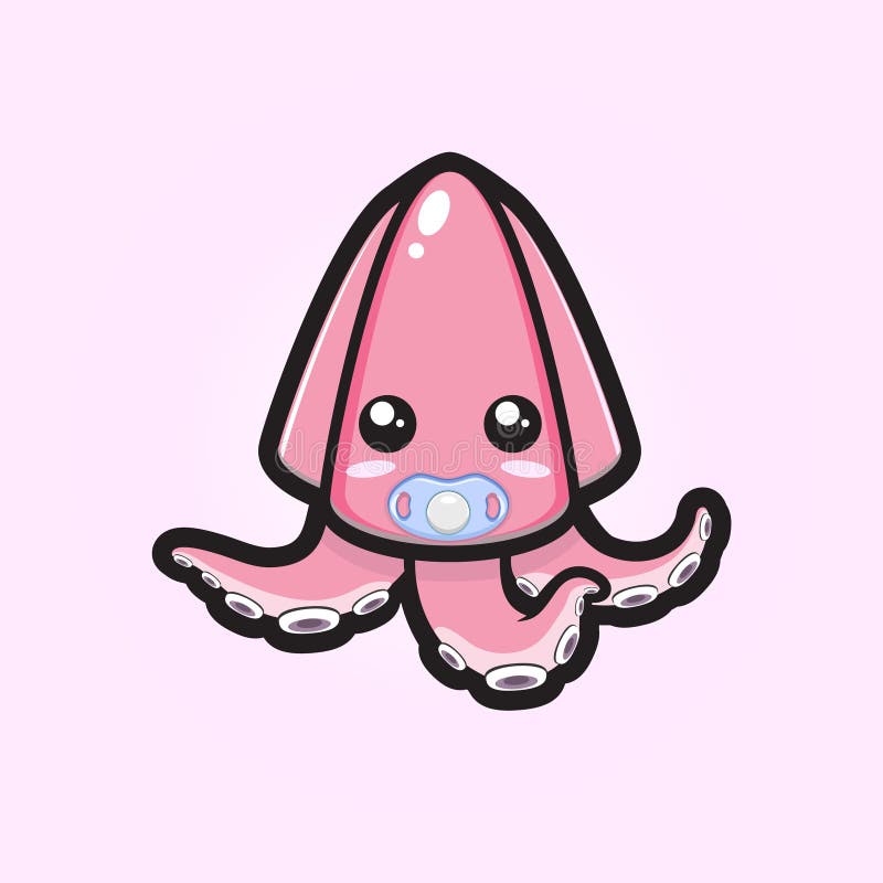 Cute Baby Squid Vector Illustration Graphic Stock Vector - Illustration ...