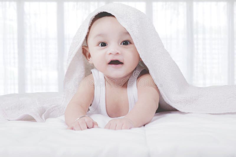 Cute Baby Under Blanket Stock Photo Image Of Blanket 109398298
