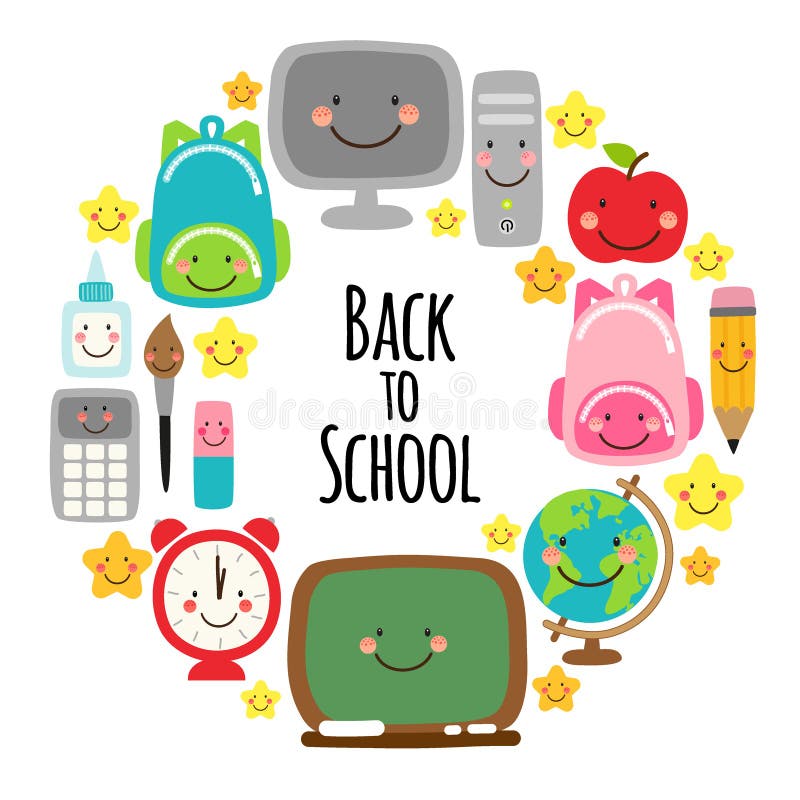 Cute First Day School Frame Multicolored Stock Vector (Royalty Free)  302685935