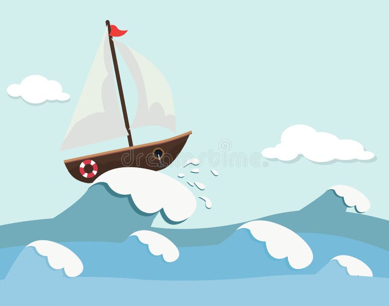 Cute Background of Boat and Waves Stock Vector - Illustration of graphic,  ocean: 90272086