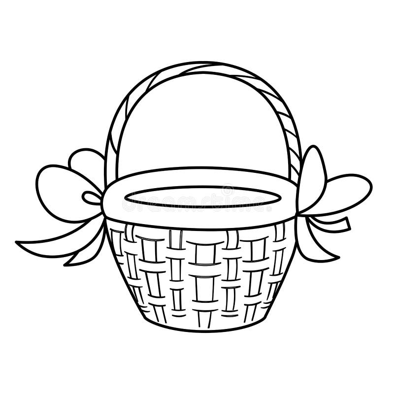 Cute Basket Easter Egg Bow Decorative Stock Illustration - Illustration ...