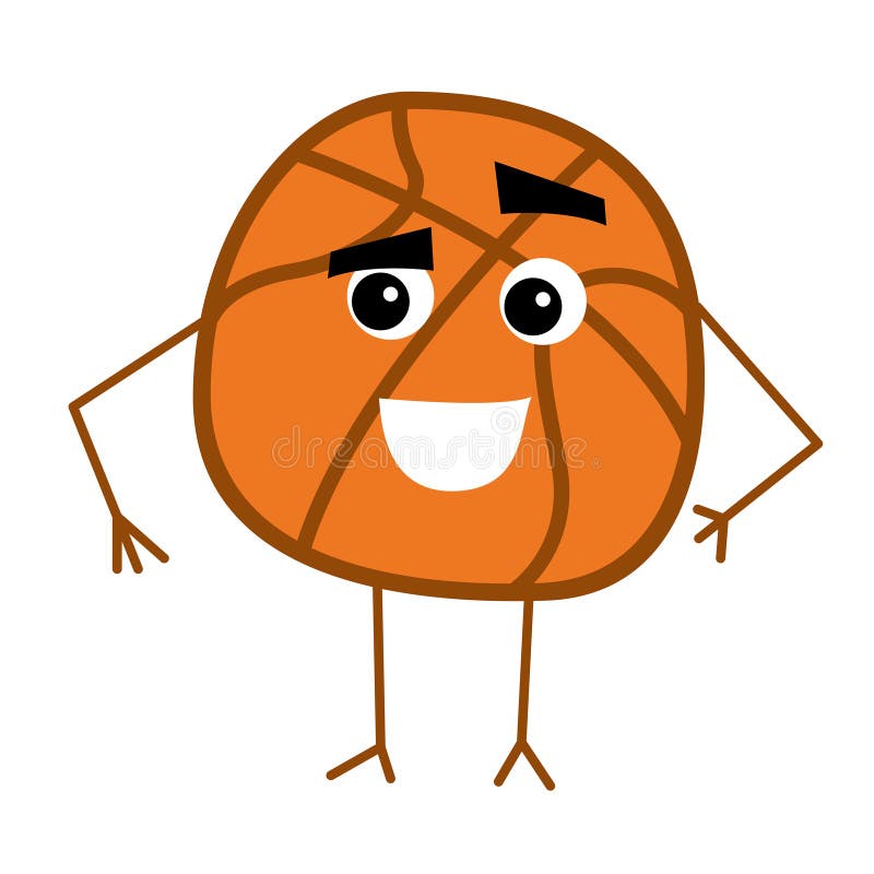 Basketball Ball Character With A Cute Face Stock Vector Illustration