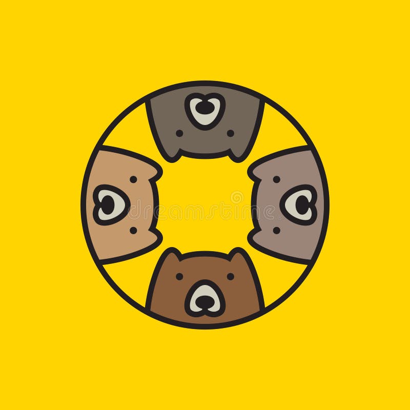Cute bear cubs group cartoon logo design vector royalty free illustration