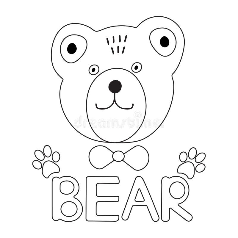Cute Bear Face. Coloring Page Stock Vector - Illustration of book ...