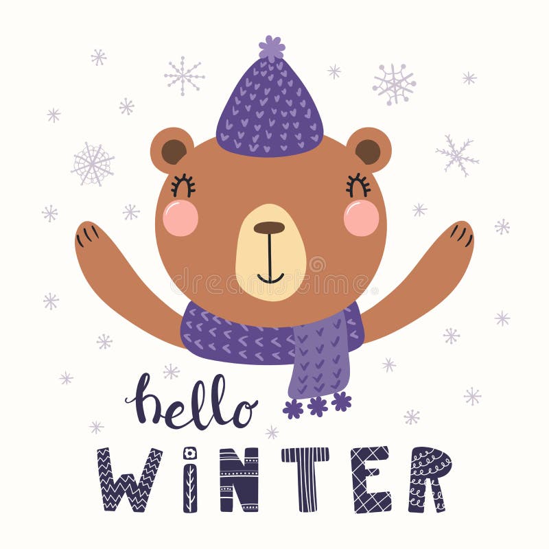 Cute bear in winter royalty free illustration