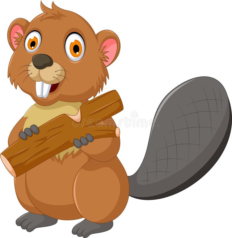 Cute Beaver Cartoon Eating Wood Stock Illustration - Illustration of  standing, teeth: 73388168