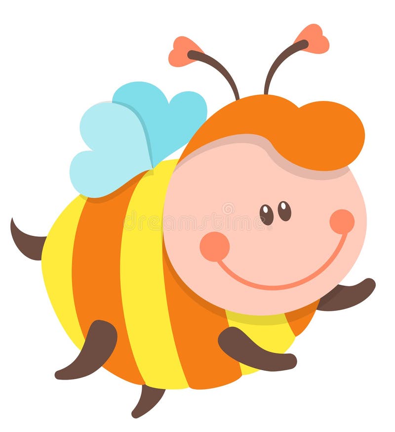 Cute Bee Cartoon Flying. Vector Isolated Illustration Stock Vector