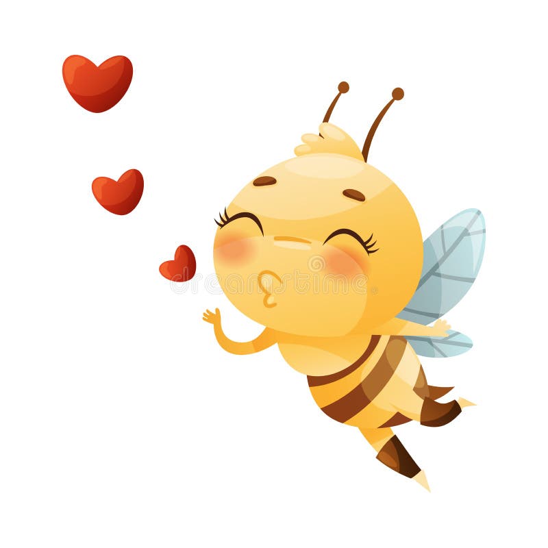 Cartoon Bee Flying On Heart Shaped Stock Vector (Royalty Free) 1634063017