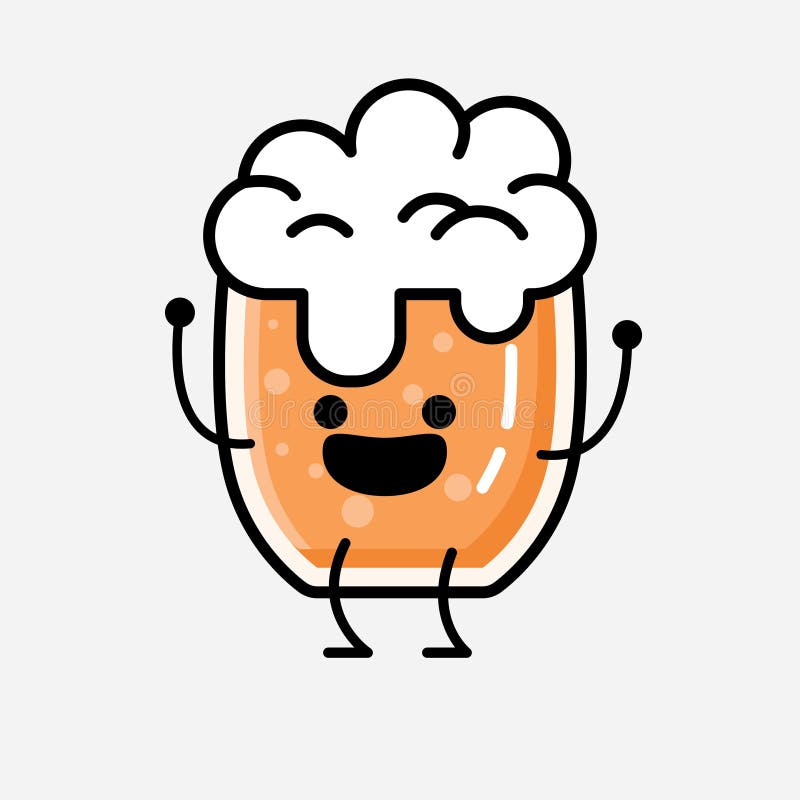 Cute Beer Mascot Vector Character in Flat Design Style Stock Vector ...