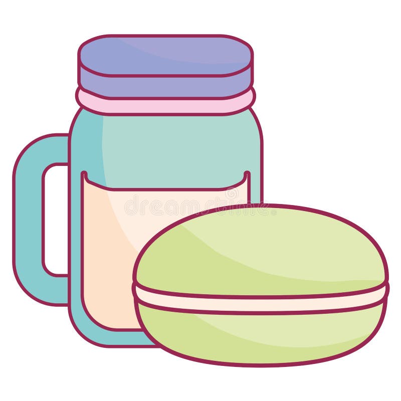 Cute Beverage Jar With Cookies Kawaii Characters Stock Vector