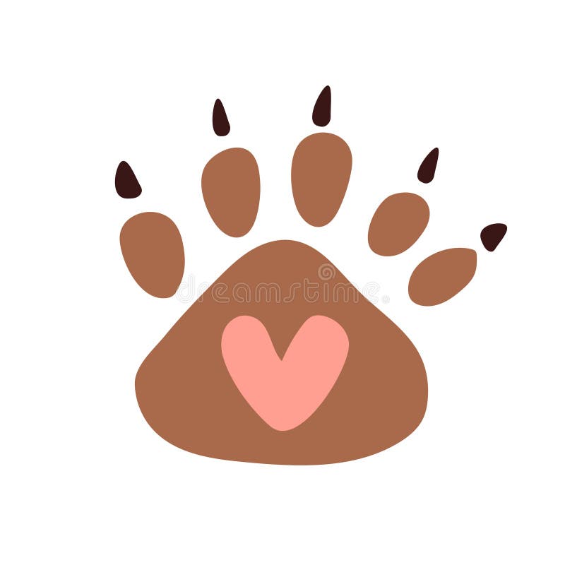 Big Bear Paw Print with a Heart Inside and Claws. Printing on Cards, T-shirts, Baby Clothes and Toys. Logo of a Toy Stock Illustration - Illustration of icon: 183039248