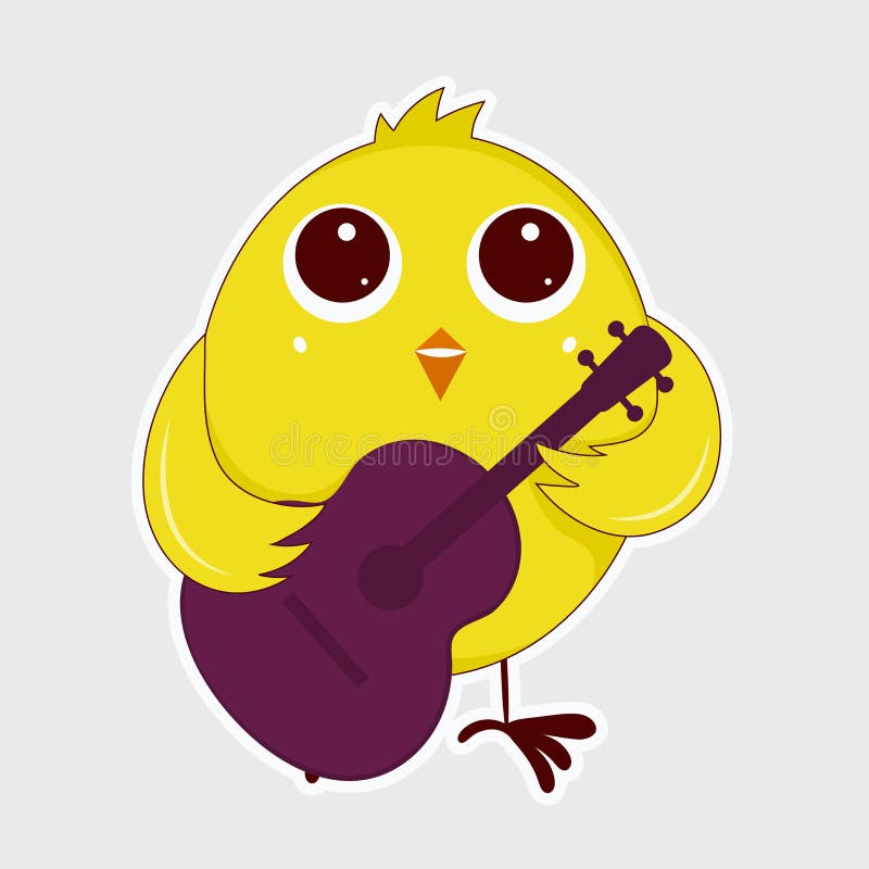 Cute Bird Playing Guitar on Grey Stock Illustration Illustration of grey, element 264201677