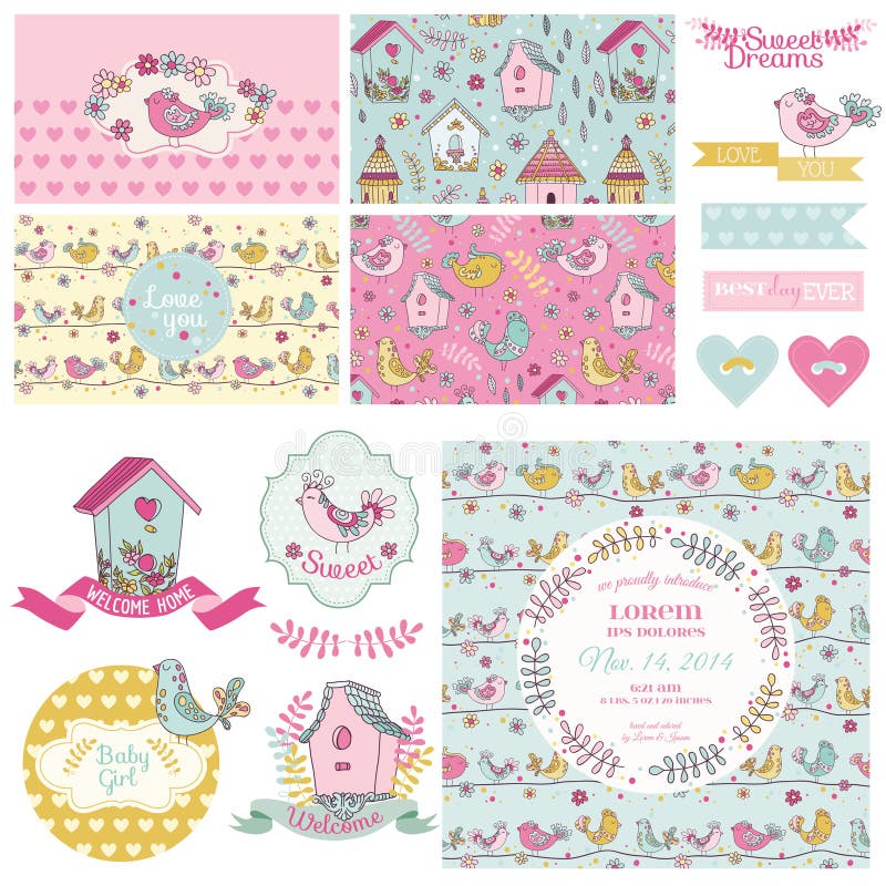 Free Vector  Cute scrapbooking set for birthday party