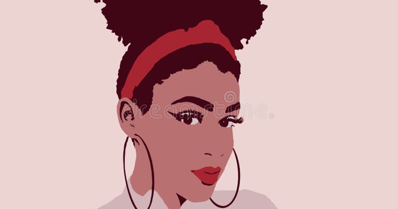 Cute Black African American Girl or Woman with High Puff Afro Hair Style  and Make Up Stock Illustration - Illustration of fashion, white: 189343895