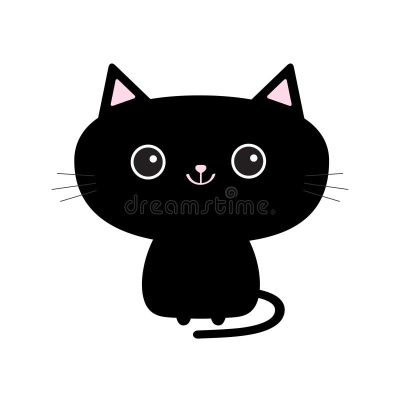 Black cat icon flat style isolated on white Vector Image