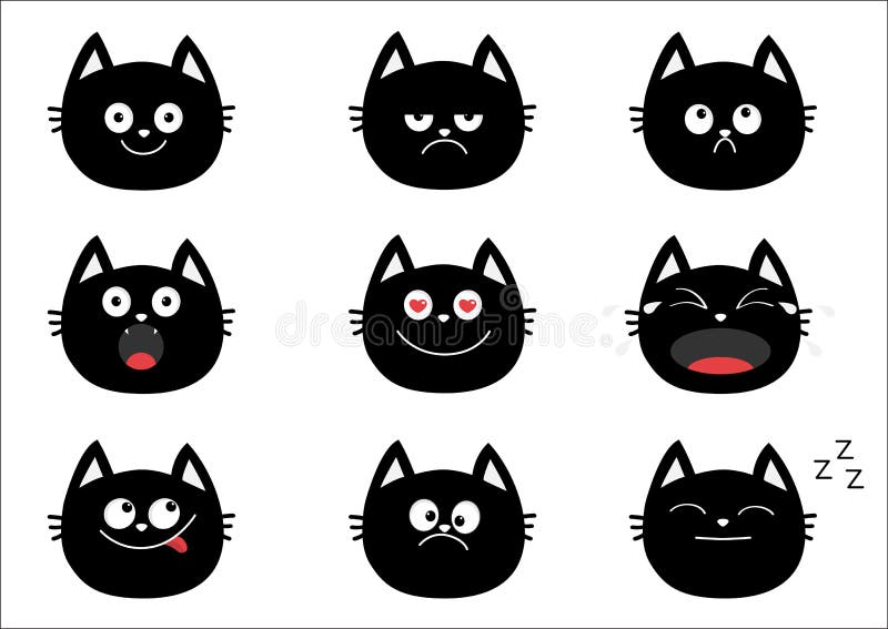 Premium Vector  Cat emoji smile cry angry surprise icon set cute cartoon