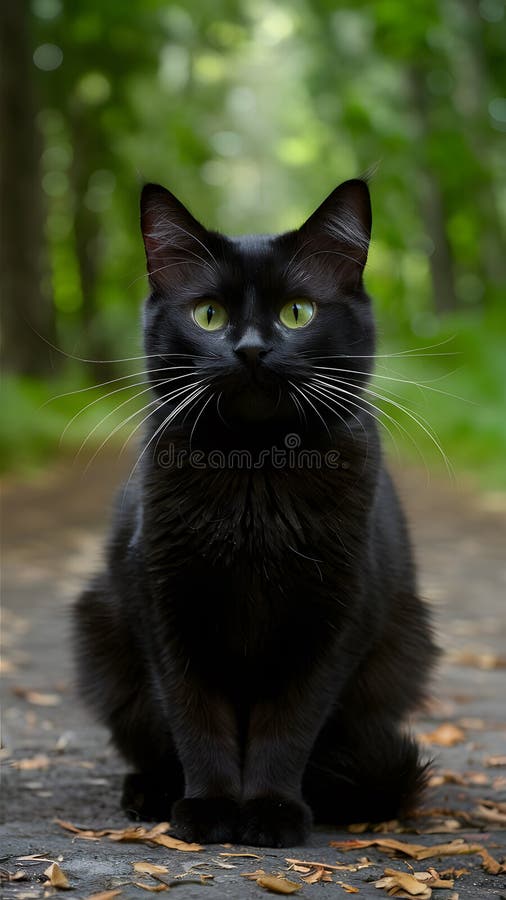 Cute Black Cat Strikes a Charming Pose, Capturing Hearts Stock ...