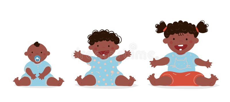 Black Toddler Girl With Teddy Bear In Dieaper, Part Of Growing Stages ...