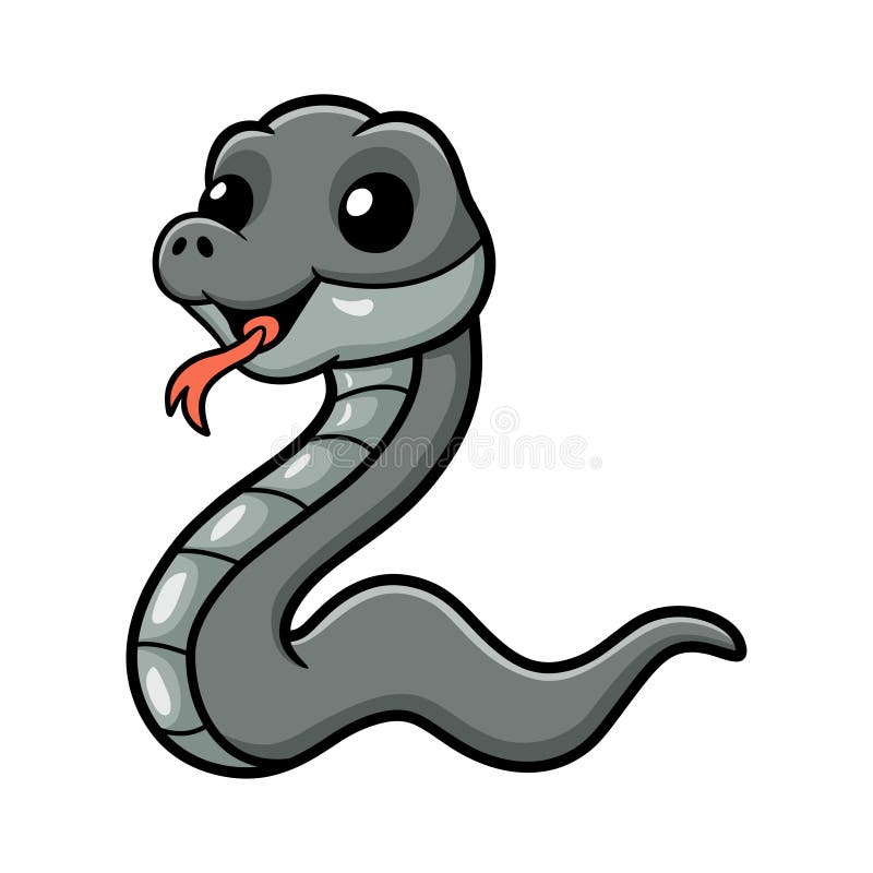 Cute black mamba snake cartoon stock illustration