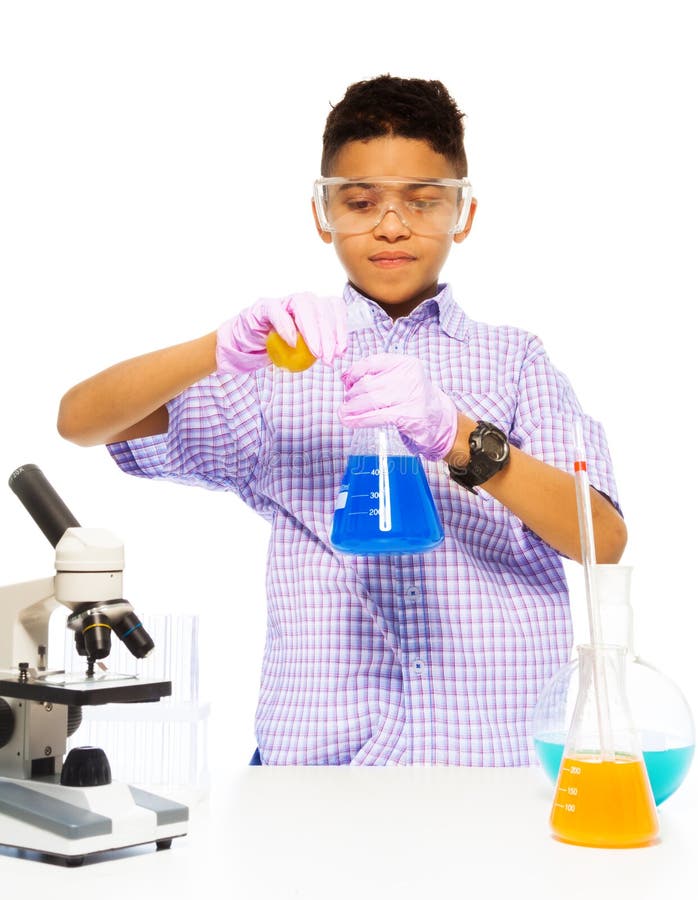 Learning to mix chemicals stock photo. Image of portrait - 29738904
