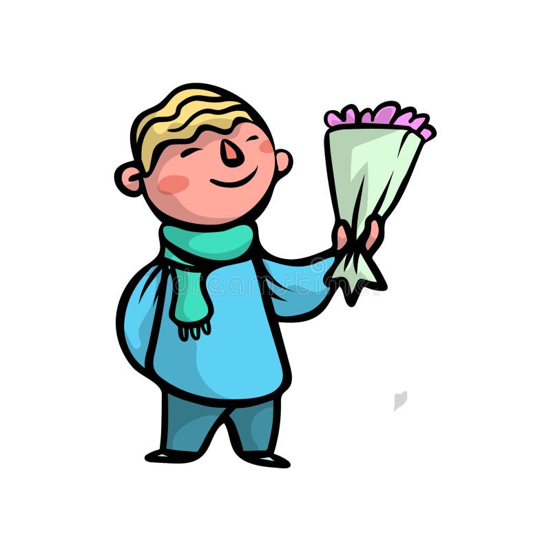 Cute blonde boy in blue sweater and jeans pants royalty free illustration Cute blonde boy in blue sweater and jeans pants royalty free illustration