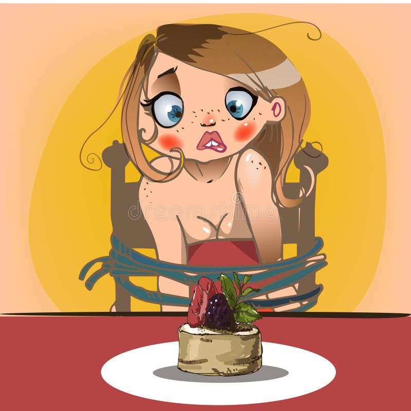 Cute blonde with cake vector illustration Cute blonde with cake vector illustration