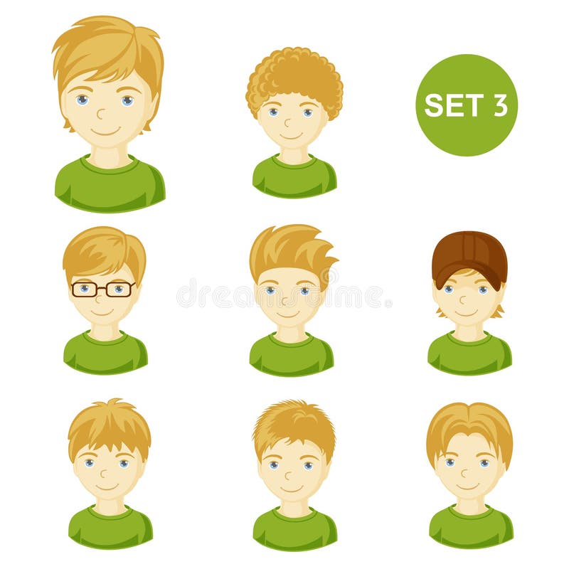 Cute Blonde Little Boys with Various Hair Style. Stock Vector -  Illustration of haircut, hairstyle: 123744286