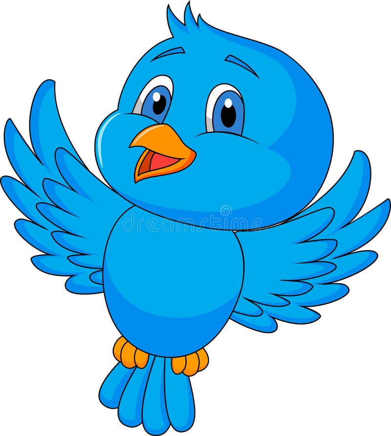 Cute blue bird cartoon stock vector. Illustration of artwork - 30568436