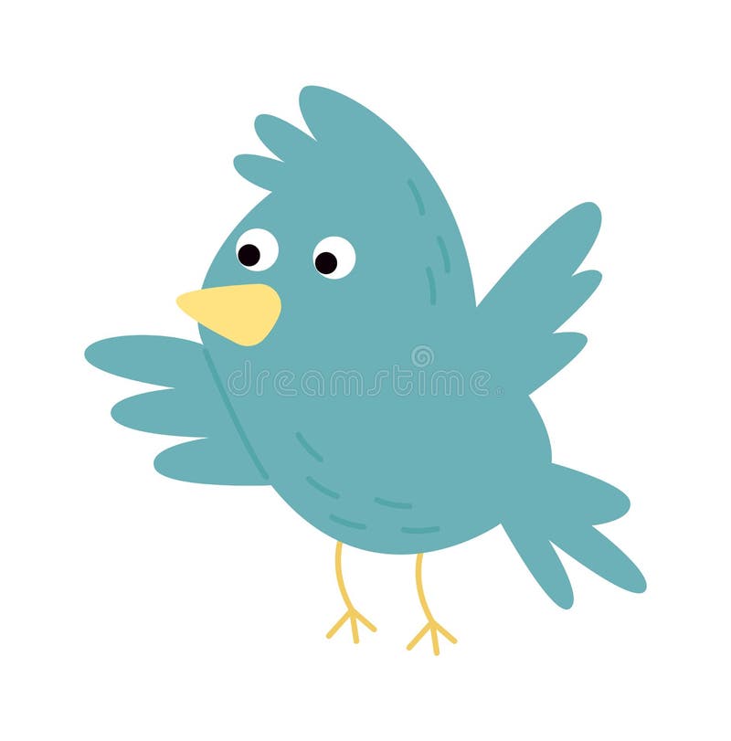 Cute Blue Bird Flat Icon Funny Cartoon Birdie Stock Vector ...