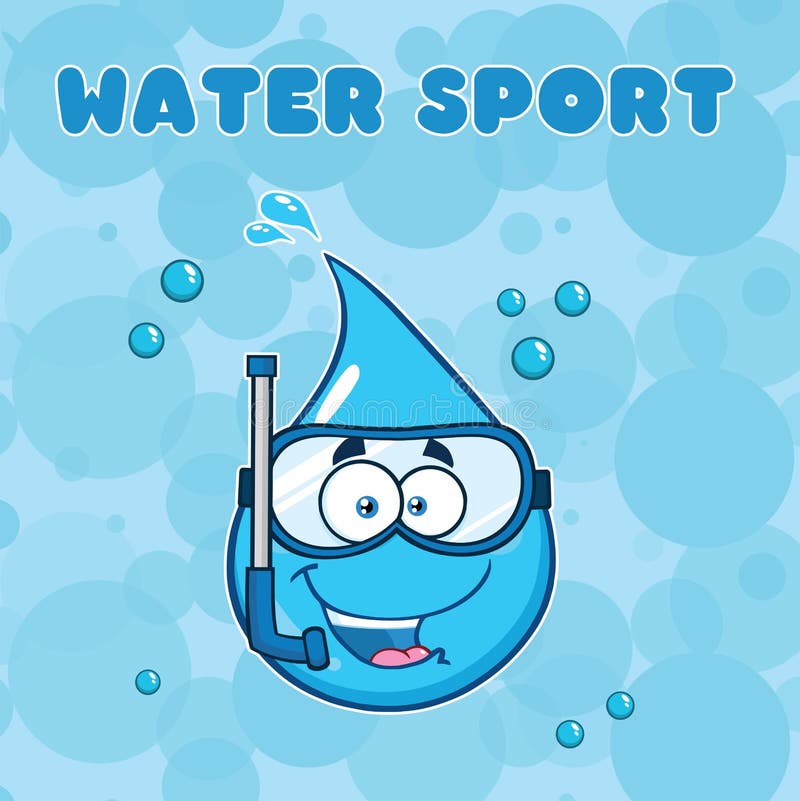 Cute Blue Water Drop Cartoon Mascot Character with Snorkel Stock Vector -  Illustration of fresh, natural: 159338503