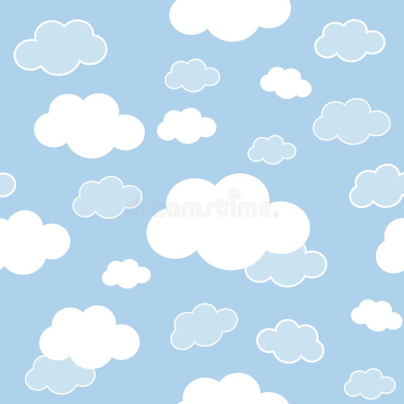 Cute Blue and White Clouds in the Sky Seamless Pattern Stock ...
