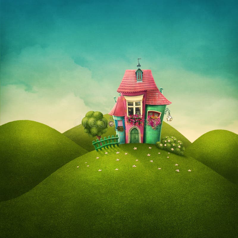 Cute book house stock illustration