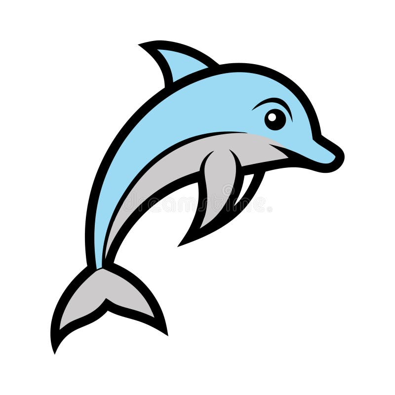 Cute bottlenose blue delphin vector ilustracja i konstrukcja wektorowa. royalty ilustracja