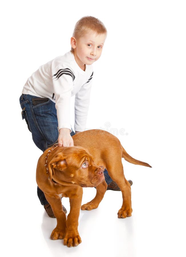 A cute boy with the dog